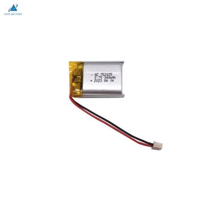 752025 3.7V 340mAh แบตเตอรี่ลิเธียมโพลิเมอร์แบบชาร์จไฟได้เกรด A เซลล์อายุการใช้งานยาวนาน