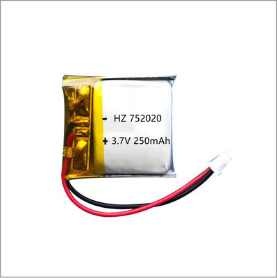 752020 capacité élevée faite sur commande rechargeable de cellule de Lipo de batterie de polymère de lithium de 3.7V 250mAh