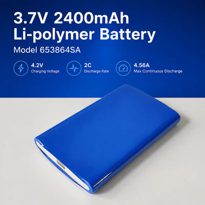 comprar Bateria de polímero de lítio prismática NCA653864SA 653864 3.7V 2400mAh 1S1P com PCB Fabricação em linha