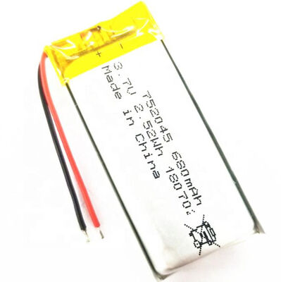 buy 752045 3.7V 680mAh Lithium Polymer Battery Rechargeable Long Cycle Life OEM ODM online manufacture