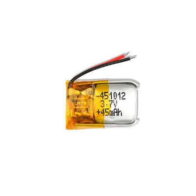 acheter ODM rechargeable d'OEM de longue durée de cycle de batterie de polymère de lithium de 451012 3.7V 45mAh long fabrication en ligne